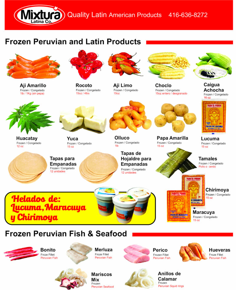 Catalogue: frozen Peruvian and Latin products, frozen Peruvian fish and seafood