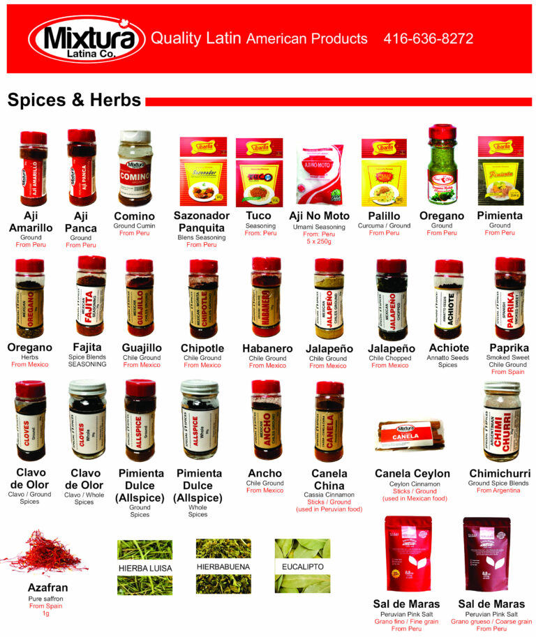 Catalogue: spices and herbs